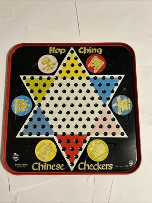I Vintage 1960's Hop Ching Chinese Checkers Metal Board USA Pressman Toy Corp