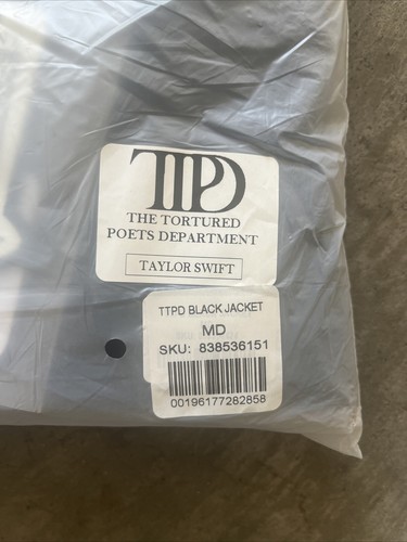 Pre-owned Taylor Swift Tortured Poets Department Ttpd Black Jacket W Patches Med Rare