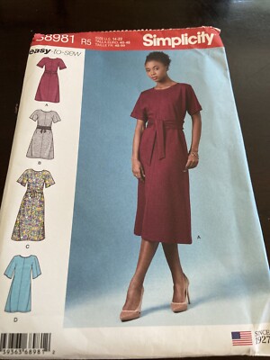SIMPLICITY 8981  Pattern DRESSES SIZES  14 16 18 20 22  UNCUT