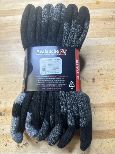 Avalanche Men Ultimate Thermal Crew Sock 6-12 Shoe Size 3 Pairs Full Cushioning