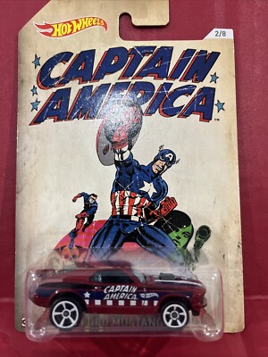 Hot Wheels 2016 Wal-Mart Captain America Series 2/8 '70 Ford Mustang Mach 1 Red