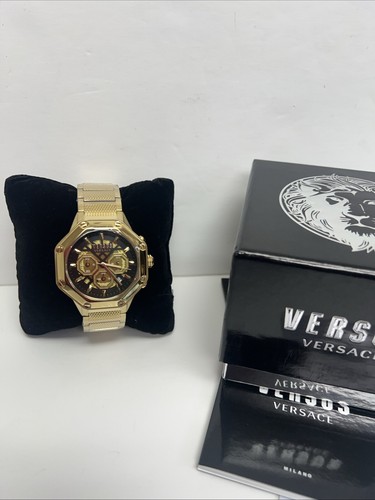 Pre-owned Versace Versus  Palestro 45mm Ip Yellow Bracelet Chronograph Watch Vsp393421.