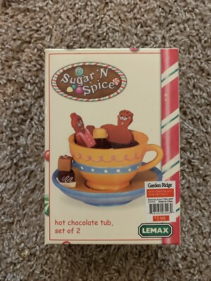  Lemax 2004 Sugar N Spice Hot Chocolate Tub 2 Piece Set in Original Packaging