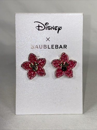 Disney X Baublebar MINNIE MOUSE PINK HIBISCUS EARRINGS NEW