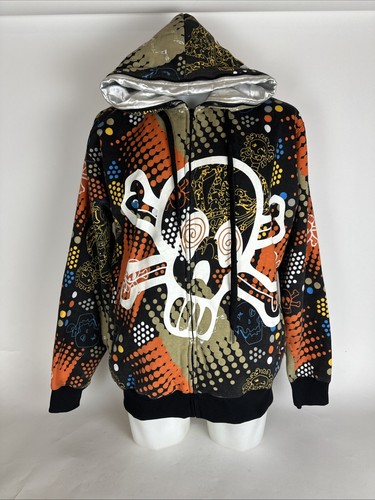 VTG Delf All Over Print Full Zip Up Hoodie Men's Size XL/2XL