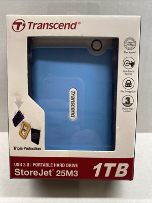 Transcend StoreJet 25M3 1TB USB 3.0  Portable HDD (TS1TSJ25M3)