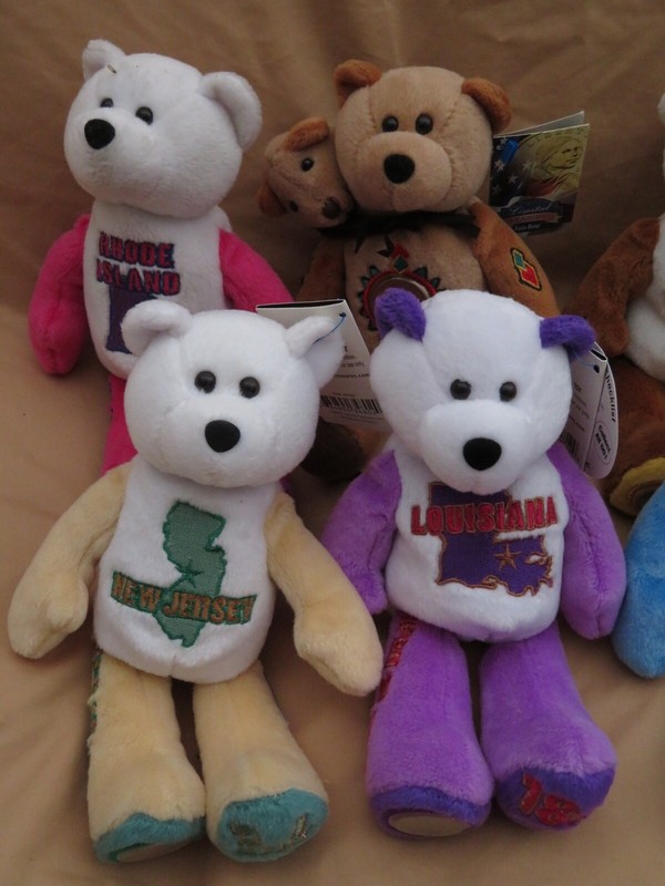 New Limited Treasures Collectible 11 State Quarter Coin Teddy Bears + Sacagawea