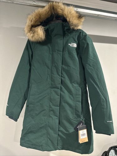 Pre-owned The North Face Arctic Parka Jacket Women Ponderosa Green Nylon Full Zip
