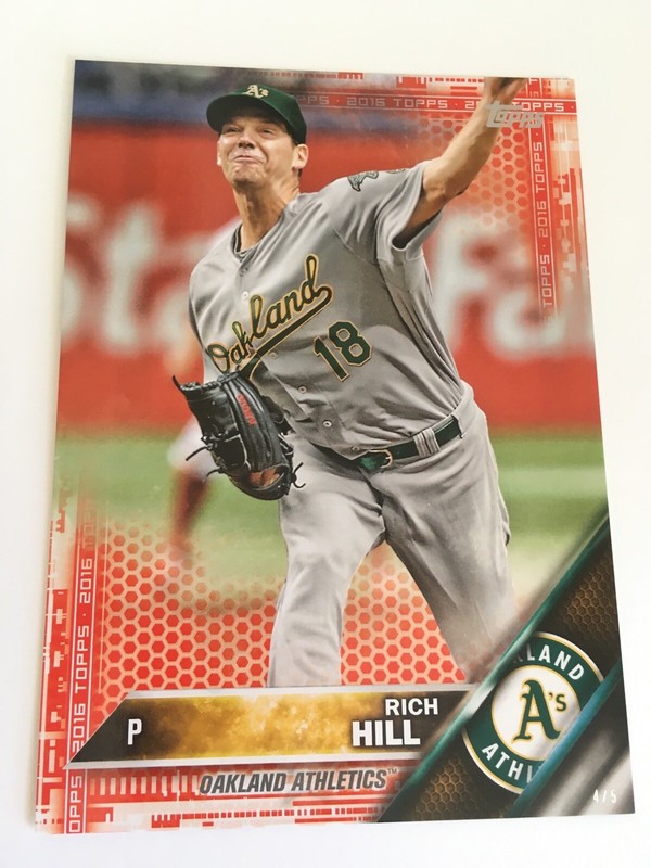 2016 Topps Jumbo 5x7 Red Parallel Rich Hill Athletics A's 491 #'d