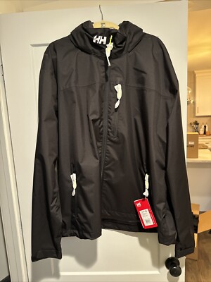 Helly Hansen Men's Crew Hooded Jacket, Black, Size 3XL Extra Large
