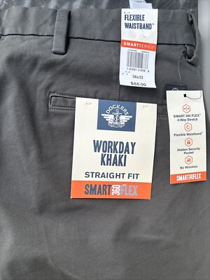 Dockers Workday Khali 36x32 Men s Pants Brand New With Tags Smart 360 Flex Gray