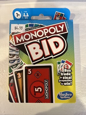 Monopoly Bid Game, Quick-Playing Card Game for 4 Players