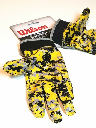 Wilson Football Receiver's Gloves [*YOUTH* Small] Super-Grip Camo Yellow