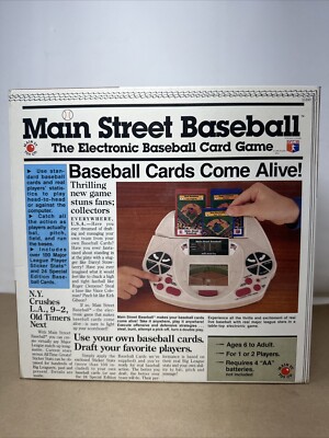Vintage 1989 Main Street MLB Baseball Electronic Card Game in Box Tested Works