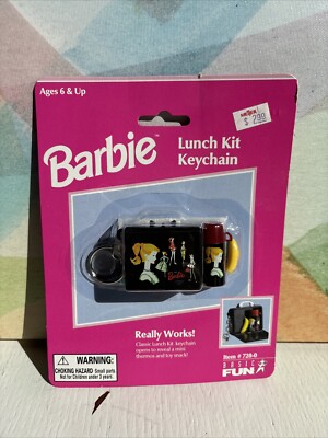 Vintage Mini Barbie Lunch Kit Keychain Never Opened 1999 by Basic Fun W/Thermos