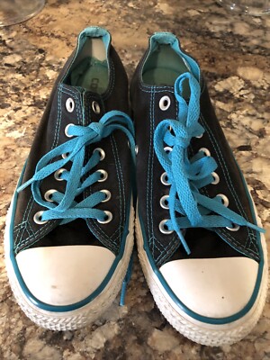 Womens Converse Low Top. Black With Blue Accents. Size 8
