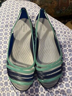 crocs isabella huarache sandals jelly flats women size 4 slip on black croslite 325954385809