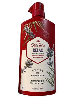 Old Spice Relax 2In1 Shampoo Conditioner for Men 21.9 Fl Oz Relax With Lavender