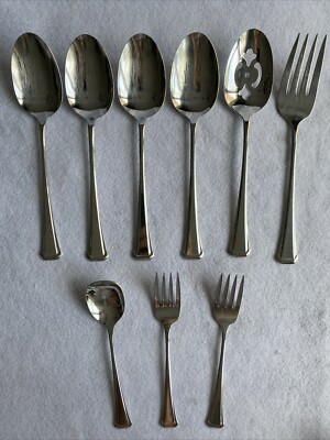 SSS Oneida MAESTRO ST LEGER Stainless 6 Serving Pieces & Sugar Spoon & Forks