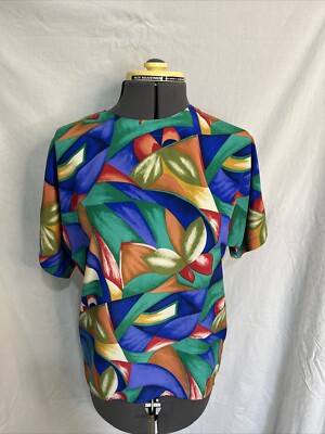 Vintage 80 s Abstract Blouse By Che Studio Size S Colorful Shirt