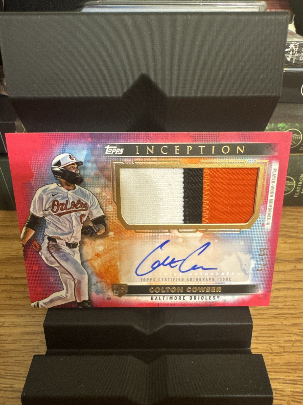 2024 Topps Inception Colton Cowser Rookie Patch Auto /75 RPA (RC) PLAYER WORN