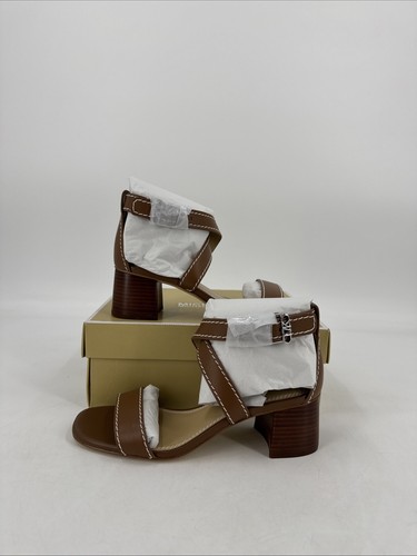 Michael Kors Ashton Mid Sandal Leather Luggage Brown Size