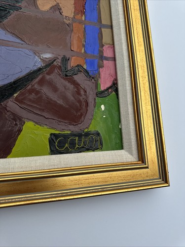 Jo Cain PAINTING ABSTRACT CUBISM WPA ARTIST FAMOUS REGIONALISM FARM MID CENTURY