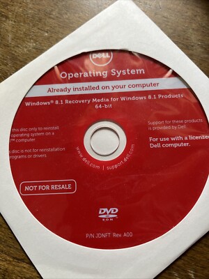 SEALED DELL Microsoft Windows 8.1 64-Bit Install DVD Recovery Media With Code