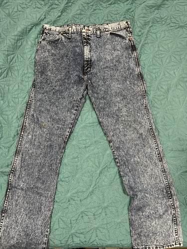 Vtg Wrangler Men's Acid Wash Jeans Made In USA 42x34 13mwznf