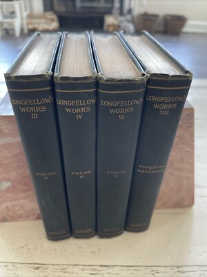 Longfellow's Works Vols III, IV, VI, VIII Houghton Mifflin 1917 Poetry 4 Vol Set