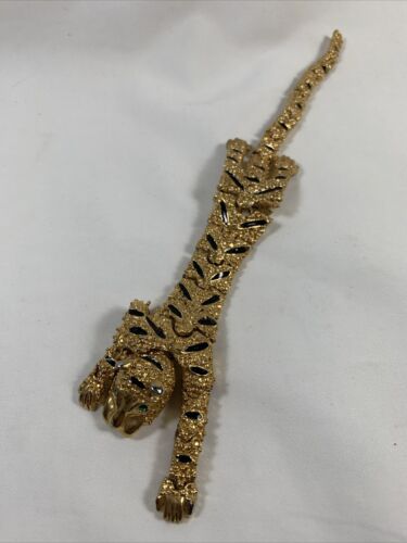 何でも揃う Vintage Articulated Brooch Shoulder Panther Tiger Rhinestone アクセサリー