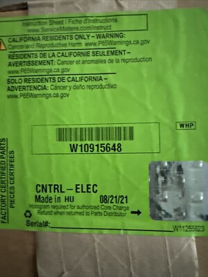 Kitchenaid Microwave Main Control Board Replacement #W10915648 OPEN BOX