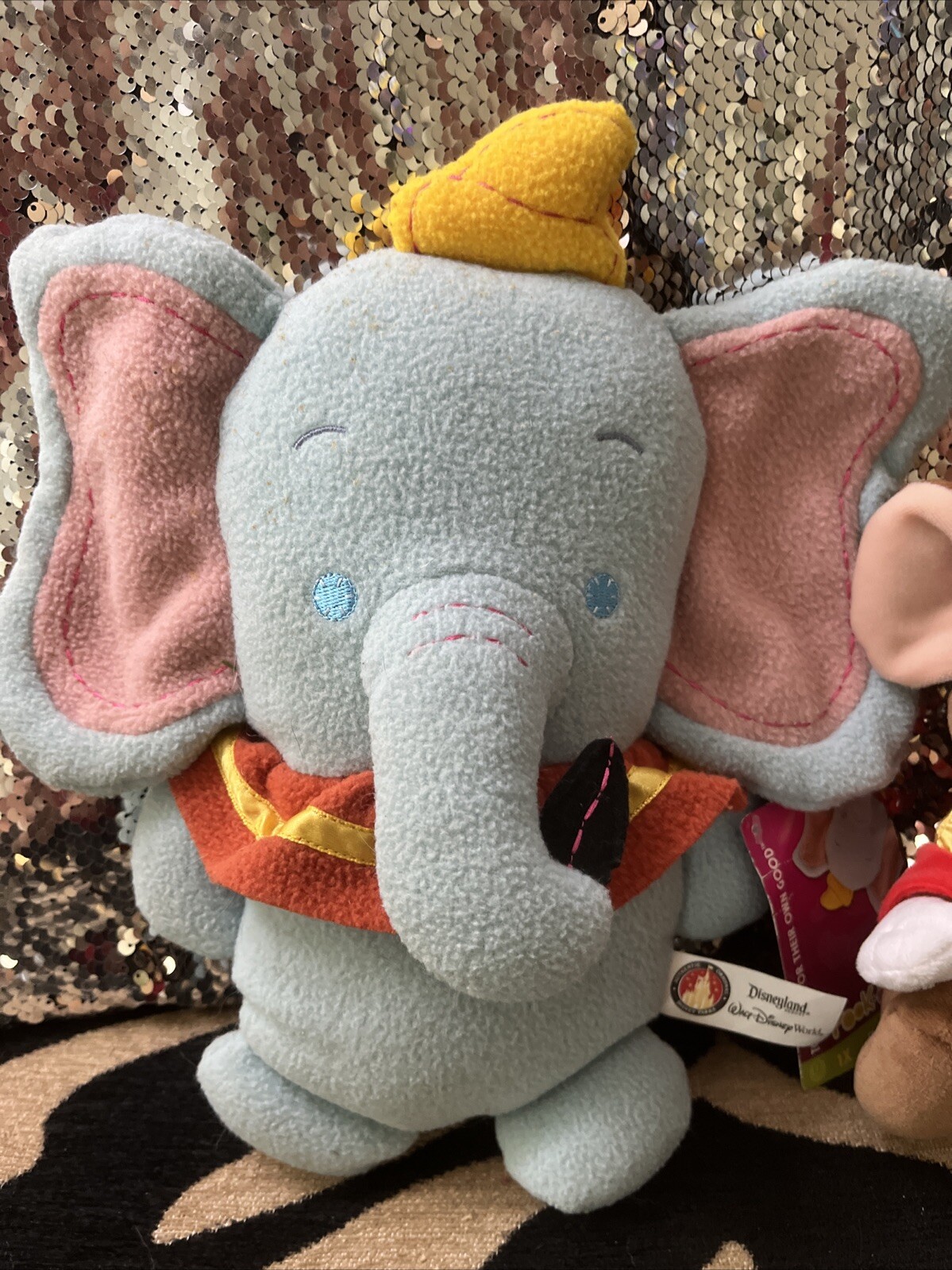 Set Of 2 - Pook-a-Looz Disney DUMBO The Elephant Plush 12"  Timothy Q. Mouse 9”