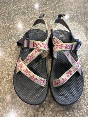 Chaco Sport Sandals Size 4 Youth Kids Unisex  Yellow Pink Adjustable Straps