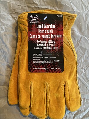 Boss Lined/Insulated Deerskin Leather Driver Gloves-Medium (7186M)