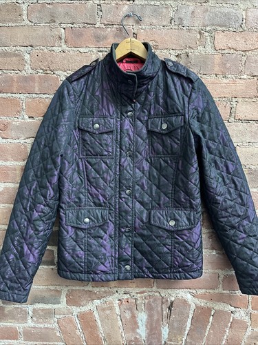 G0694★ETRO ITALY 42サイズ　ペイズリー柄 ジャケット Etro Women's Quilted Field Jacket, Sz 42, Purple Paisley