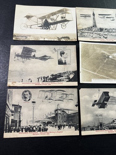 Antique Original Aviation Airplane Historical Graphic Picture Post Cards (6)