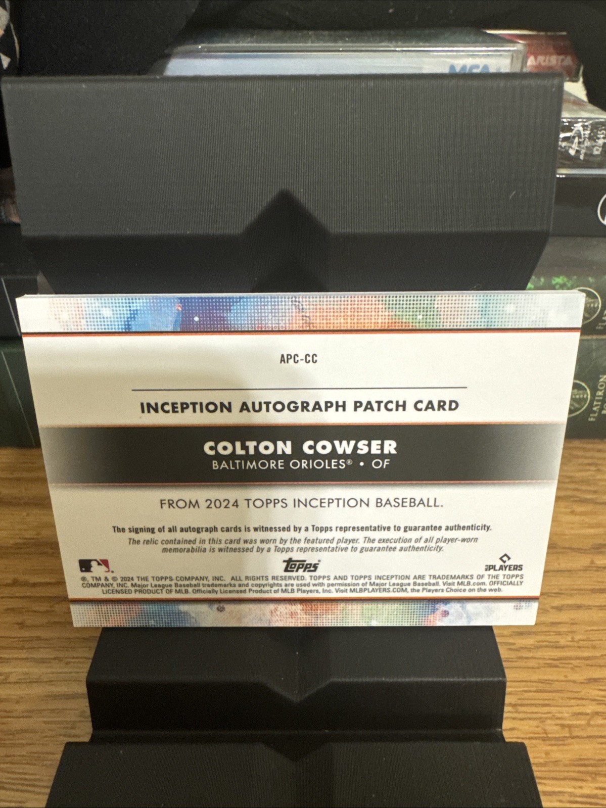 2024 Topps Inception Colton Cowser Rookie Patch Auto /75 RPA (RC) PLAYER WORN