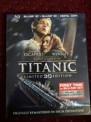 Titanic 3D Limited Edition (Blu-ray 3D + 2D, 1997, 4-Disc Set) w/ Slipcover MINT