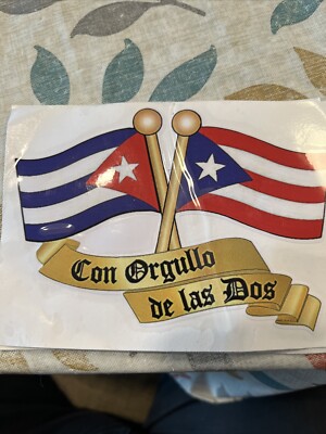 Cuba Puerto Rico Unity Flags Dove Vinyl Decal Sticker Latino Small- 4 X 5-1/2 