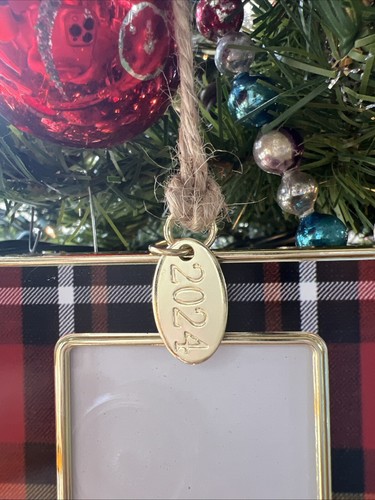 Pottery Barn 2024 Red Stewart Plaid Frame Ornament Christmas NWT