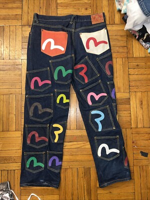 Evisu Multi pocket Denim Jeans - Vintage - Size 38 X 33