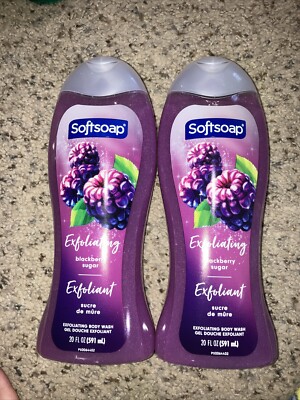 2 Softsoap Blackberry Sugar Exfoliating Body Wash Scrub 20 Oz Ea New