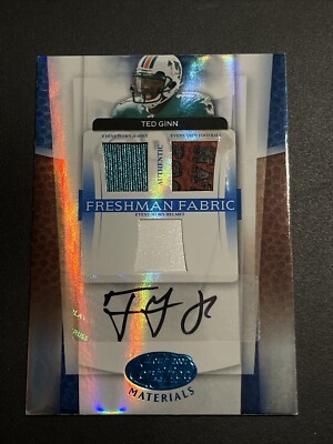 2007 Leaf Certified Materials TED GINN RPA Rookie Patch Auto #d 27/50 Dolphins
