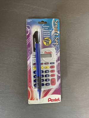 Pentel Smart Set - Grey Calculator & Automatic Pencil Blue Barrel - New/Sealed