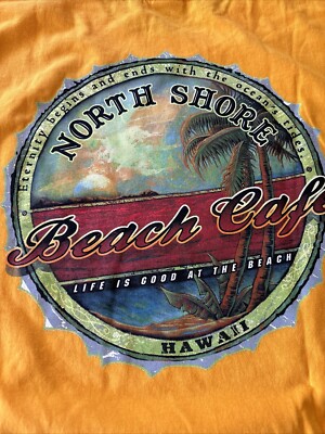 North Shore Beach Cafe Hawaii T-Shirt XL - Graphics Front & Back New With Tags