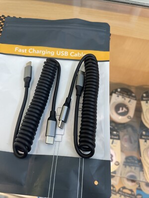 2 Pack Unused Coiled 3ft  USB C To USB C Fast Charging Cable  C887
