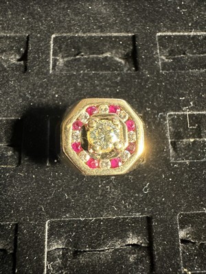 Custom Made 14KT Diamond And Ruby Ring