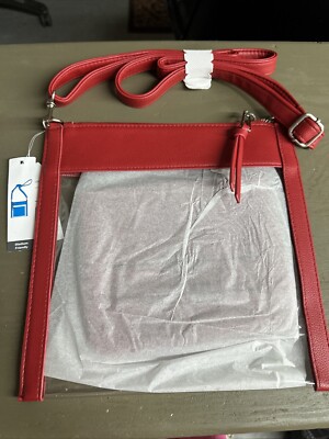 Time and Tru Adjustable Shoulder Strap Slim Handbag Clear Stadium Friendly Red