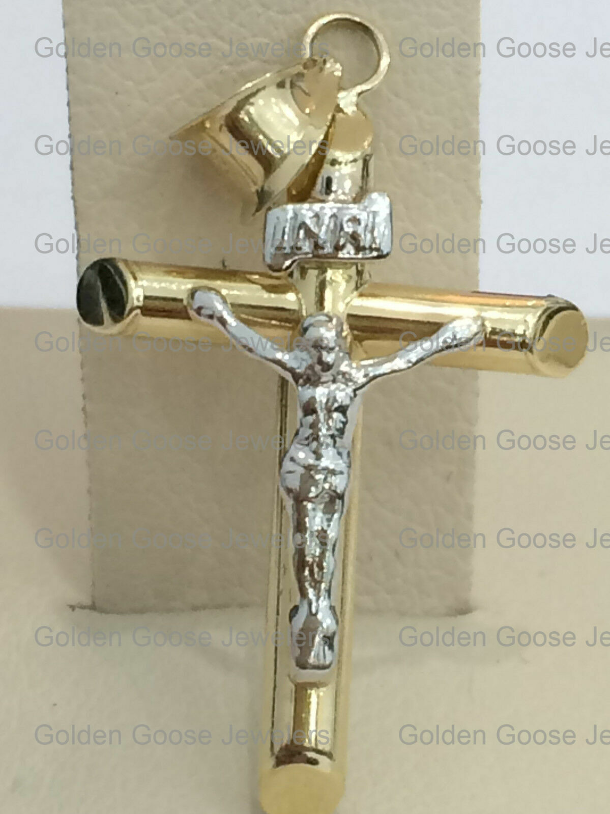 14k Yellow Gold Small INRI Crucifix Pendant